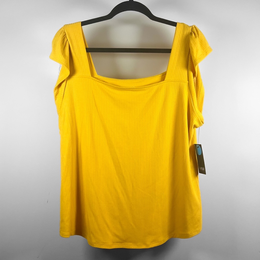 Yellow Square Neck Women's Top